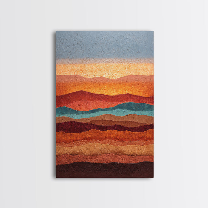Dreamy Desert Sunset Framed Canvas Print, Above Bed Art, Printable Wall Art, Bedroom Decor, Watercolor Art, Serenity, ABA-2x3-63