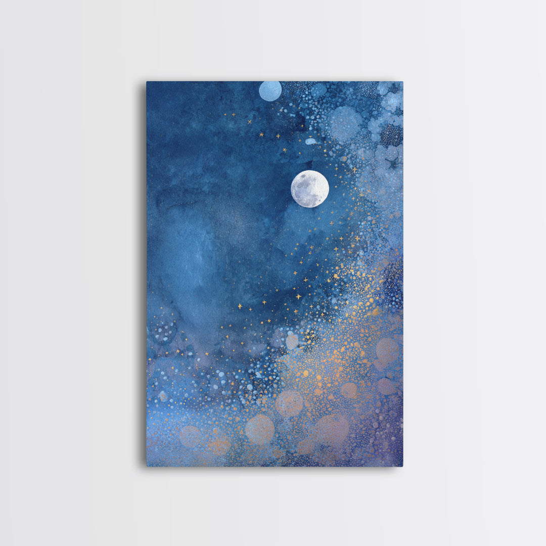 Subtle Celestial Scene Framed Canvas Print, Above Bed Art, Bedroom Decor, Fine Art, Serenity, Boho Decor, Western Decor, ABA-2x3-69
