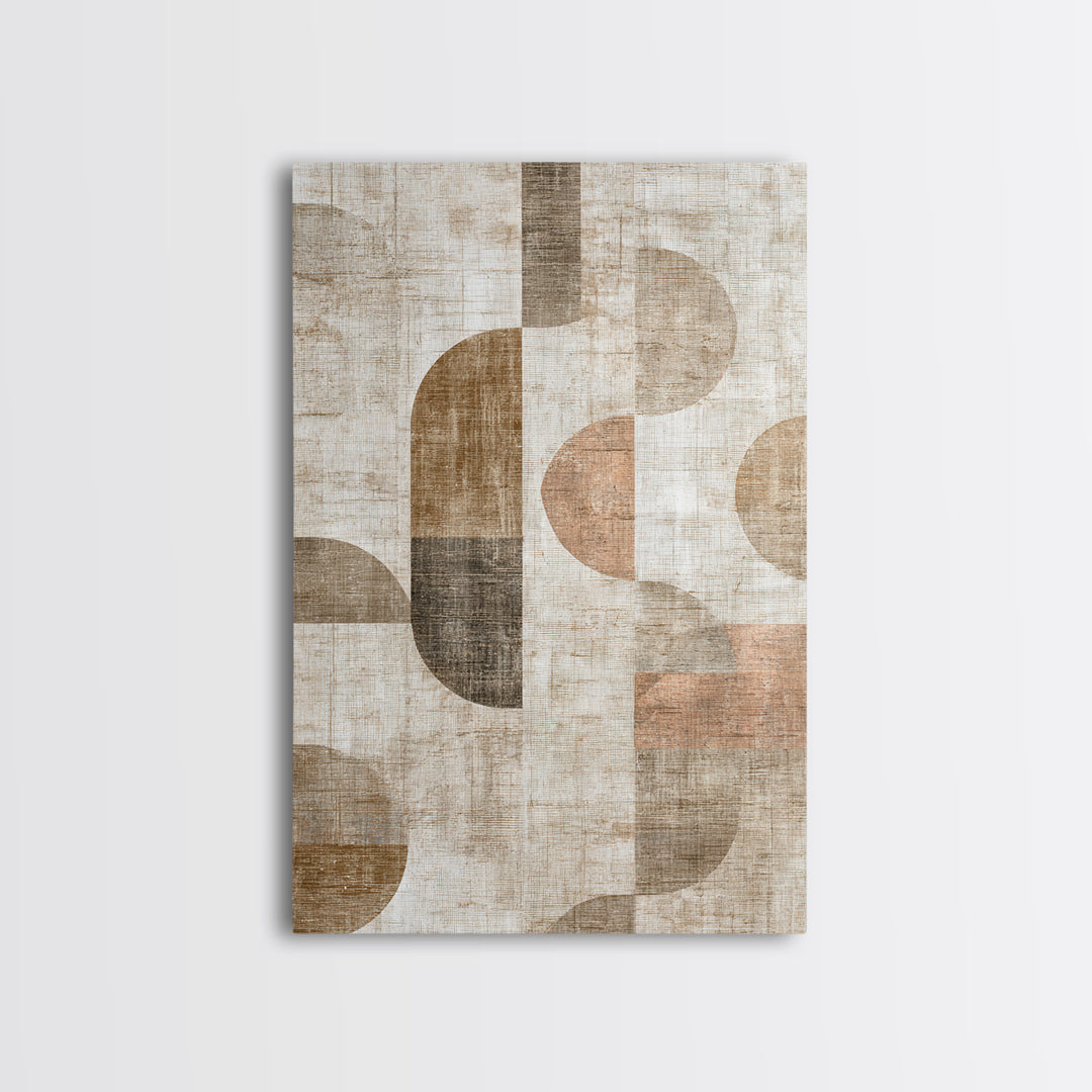Warm Taupe Abstract Waves Canvas Print, Above Bed Art, Mid Century Modern, Bedroom Decor, Serenity, Horizontal Wall Art, ABA-2x3-71
