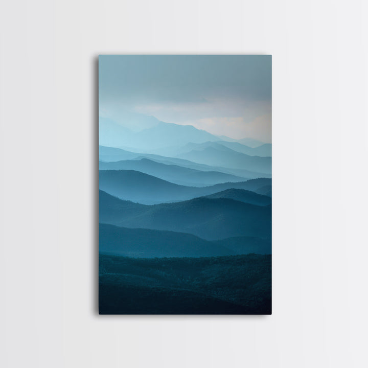 Soft Alpine Horizon Framed Canvas Print, Above Bed Art, Japanese Wall Art, Bedroom Decor, Fine Art, Serenity, Neutral Decor, ABA-2x3-8