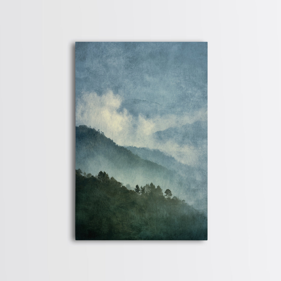 Soft Alpine Horizon Framed Canvas Print, Above Bed Art, Contemporary Art, Bedroom Decor, Fine Art, Serenity, Textured Wall Art, ABA-2x3-80
