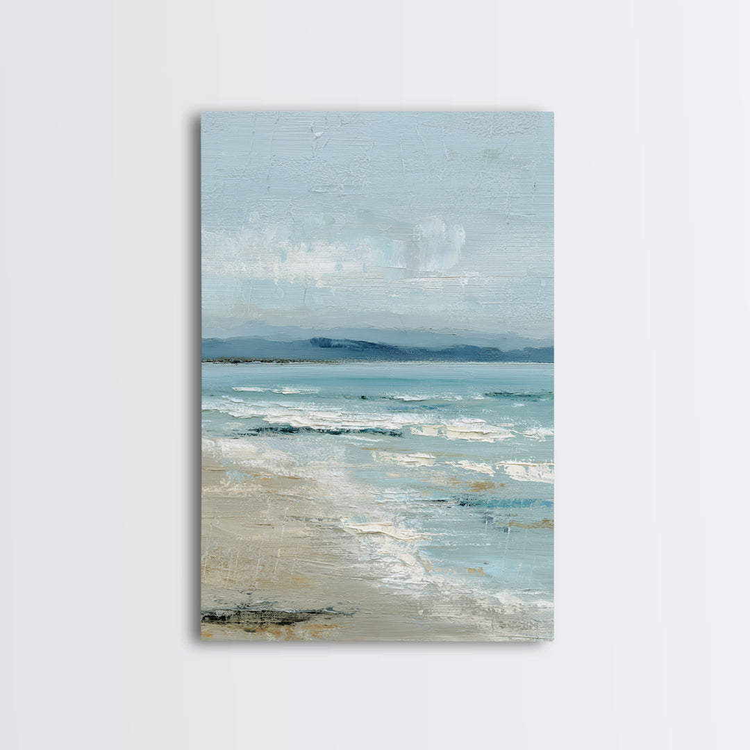 Quiet Moon over a Calm Ocean Horizon Framed Canvas Print, Above Bed Art, Printable Art, Bedroom Decor, Fine Art, Serenity, ABA-2x3-83