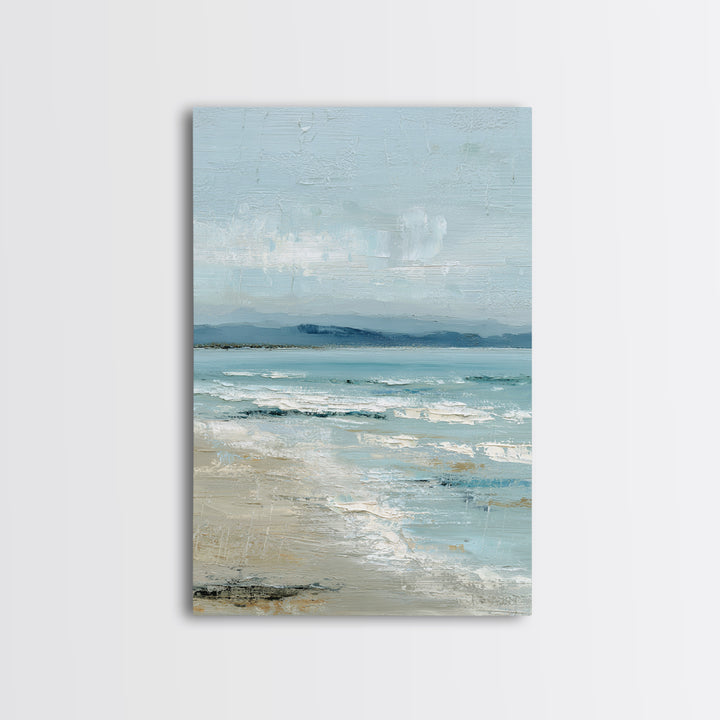 Quiet Moon over a Calm Ocean Horizon Framed Canvas Print, Above Bed Art, Printable Art, Bedroom Decor, Fine Art, Serenity, ABA-2x3-83