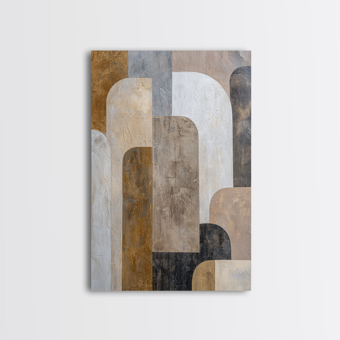 Neutral Abstract Arches Framed Canvas Print, Above Bed Art, Boho Decor, Bedroom Decor, Abstract Art, Serenity, ABA-2x3-84