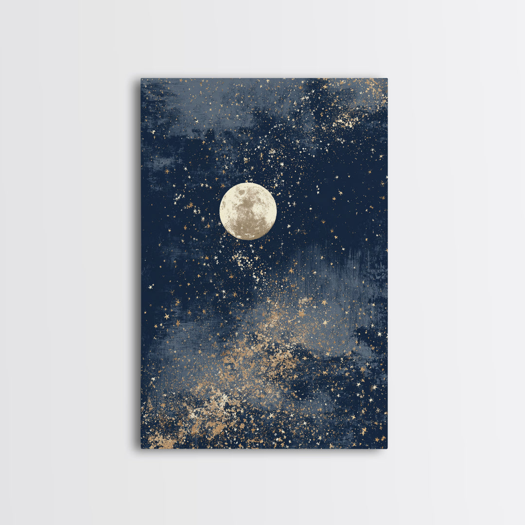 Subtle Celestial Scene Framed Canvas Print, Above Bed Art, Bedroom Decor, Fine Art, Serenity, Boho Decor, Western Decor, ABA-2x3-93