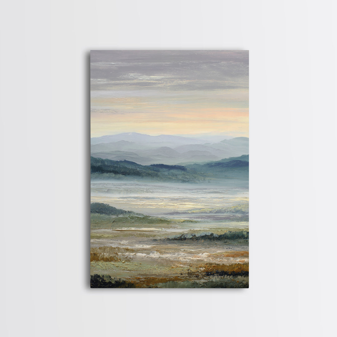 Soft Romantic Landscape Framed Canvas Print, Above Bed Art, Textured Wall Art, Bedroom Decor, Fine Art, Serenity, Western Decor, ABA-2x3-97
