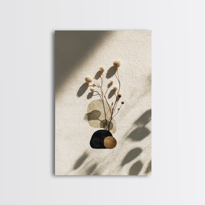 Japandi Ink Shapes Framed Canvas Print, Above Bed Art, Digital Art, Bedroom Decor, Abstract Art, Serenity, Living Room Decor, ABA-2x3-98