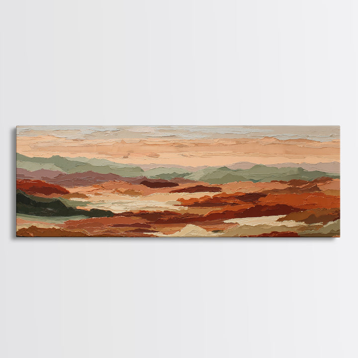 Dreamy Desert Sunset Framed Canvas Print, Above Bed Art, Statement Artwork, Bedroom Decor, Fine Art, Serenity, ABA-3x1-23