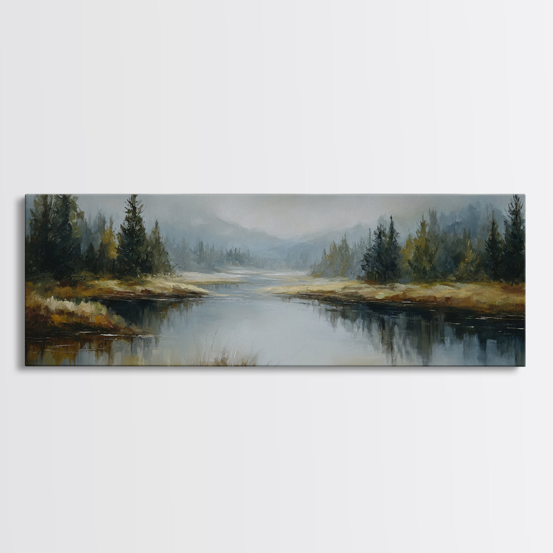 Calming Lake Reflection Canvas Print, Above Bed Art, Home Decor, Bedroom Decor, Fine Art, Serenity, Contemporary Art, ABA-3x1-3