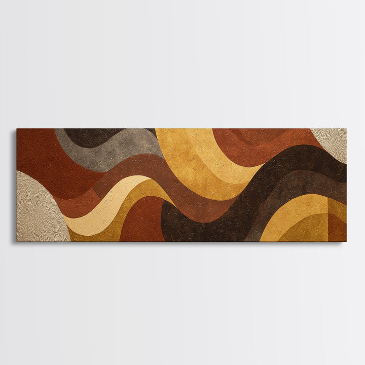 Warm Taupe Abstract Waves Canvas Print, Above Bed Art, Luxury Decor, Bedroom Decor, Fine Art, Serenity, Mid Century Modern, ABA-3x1-31