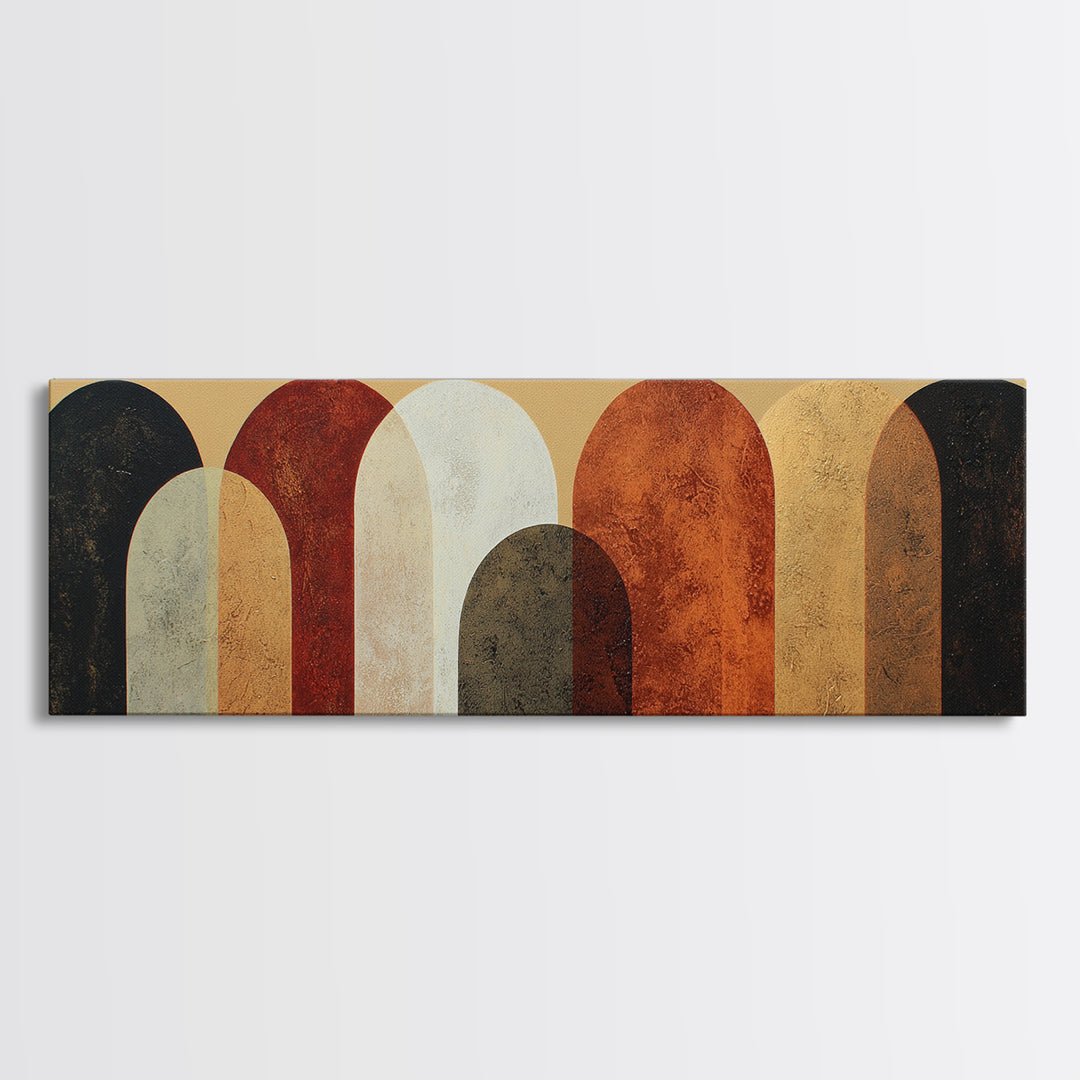 Neutral Abstract Arches Framed Canvas Print, Above Bed Art, Gallery Decor, Bedroom Decor, Abstract Art, Serenity, Wall Art, ABA-3x1-44