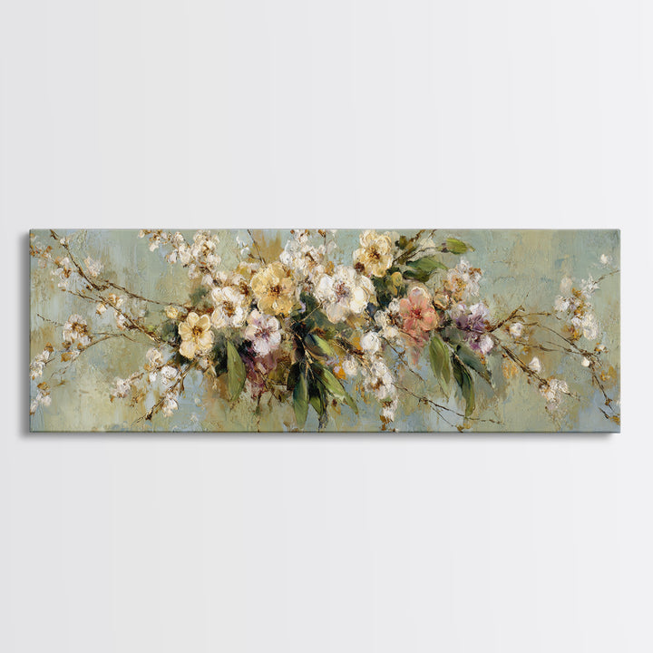 Soft Eucalyptus Branches Arranged Symmetrically Canvas Print, Above Bed Art, Living Room Decor, Bedroom Decor, Serenity, ABA-3x1-46
