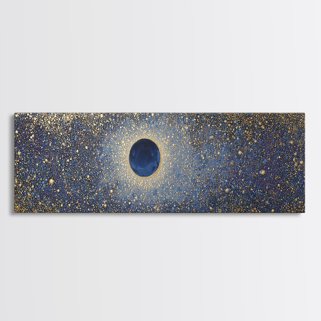 Subtle Celestial Scene Framed Canvas Print, Above Bed Art, Japanese Wall Art, Bedroom Decor, Fine Art, Serenity, Neutral Decor, ABA-3x1-53