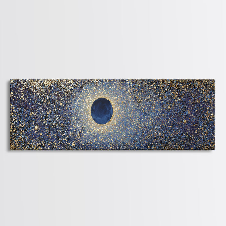Subtle Celestial Scene Framed Canvas Print, Above Bed Art, Japanese Wall Art, Bedroom Decor, Fine Art, Serenity, Neutral Decor, ABA-3x1-53