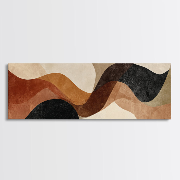 Warm Taupe Abstract Waves Framed Canvas Print, Above Bed Art, Contemporary Art, Bedroom Decor, Serenity, Textured Wall Art, ABA-3x1-55