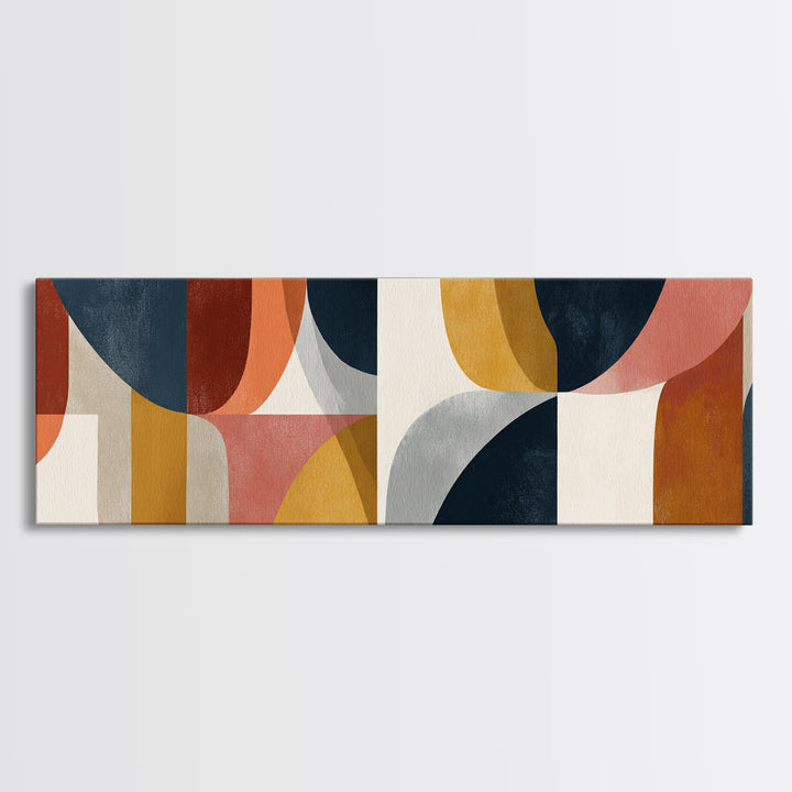 Abstract Sunrise Geometry Framed Canvas Print, Above Bed Art, Statement Artwork, Bedroom Decor, Fine Art, Serenity, ABA-3x1-60