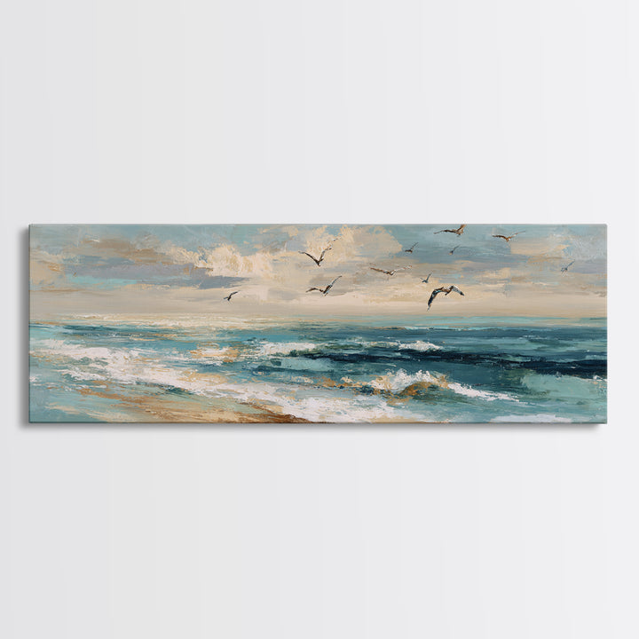 Serene Ocean Tide Seen from Above Canvas Print, Above Bed Art, Boho Wall Decor, Bedroom Decor, Serenity, Fine Art Print, ABA-3x1-61