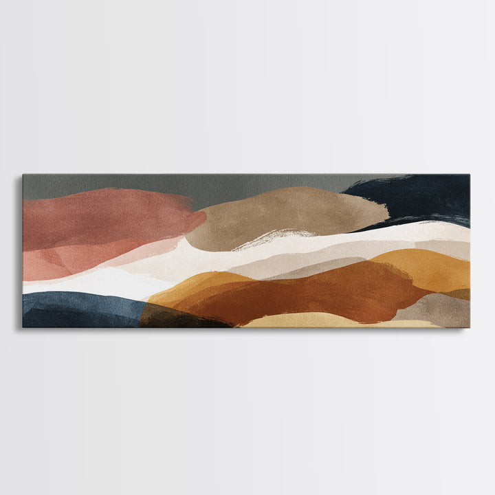 Warm Taupe Abstract Waves Framed Canvas Print, Above Bed Art, Gallery Decor, Bedroom Decor, Abstract Art, Serenity, Wall Art, ABA-3x1-7