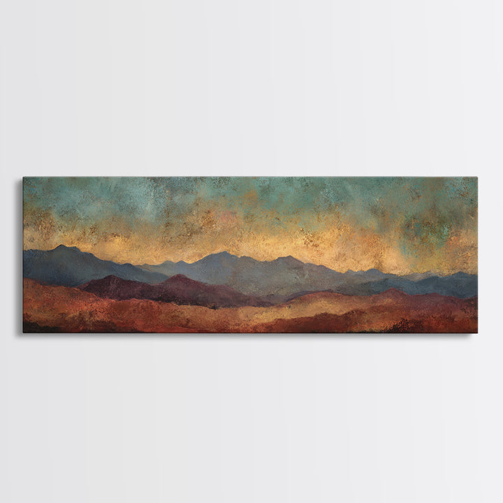 Dreamy Desert Sunset Canvas Print, Above Bed Art, Original Art, Bedroom Decor, Oil Painting, Serenity, Sage Green Wall Art, ABA-3x1-71