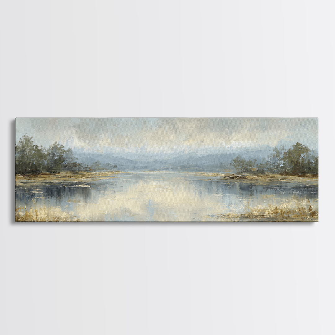 Calming Lake Reflection Canvas Print, Above Bed Art, Canvas Wall Art, Bedroom Decor, Fine Art, Serenity, Boho Wall Decor, ABA-3x1-75