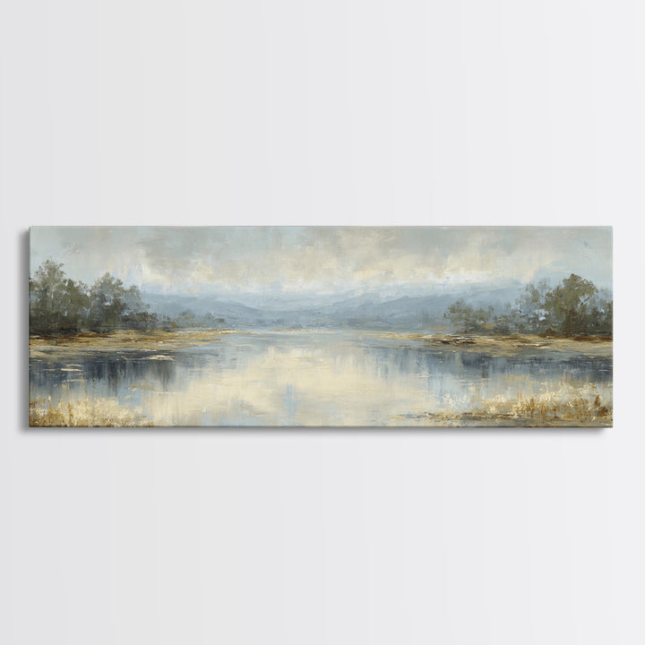 Calming Lake Reflection Canvas Print, Above Bed Art, Canvas Wall Art, Bedroom Decor, Fine Art, Serenity, Boho Wall Decor, ABA-3x1-75