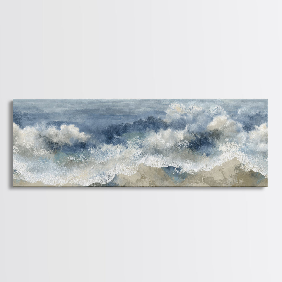Serene Ocean Tide Seen from Above Canvas Print, Above Bed Art, Boho Wall Decor, Bedroom Decor, Serenity, Fine Art Print, ABA-3x1-85