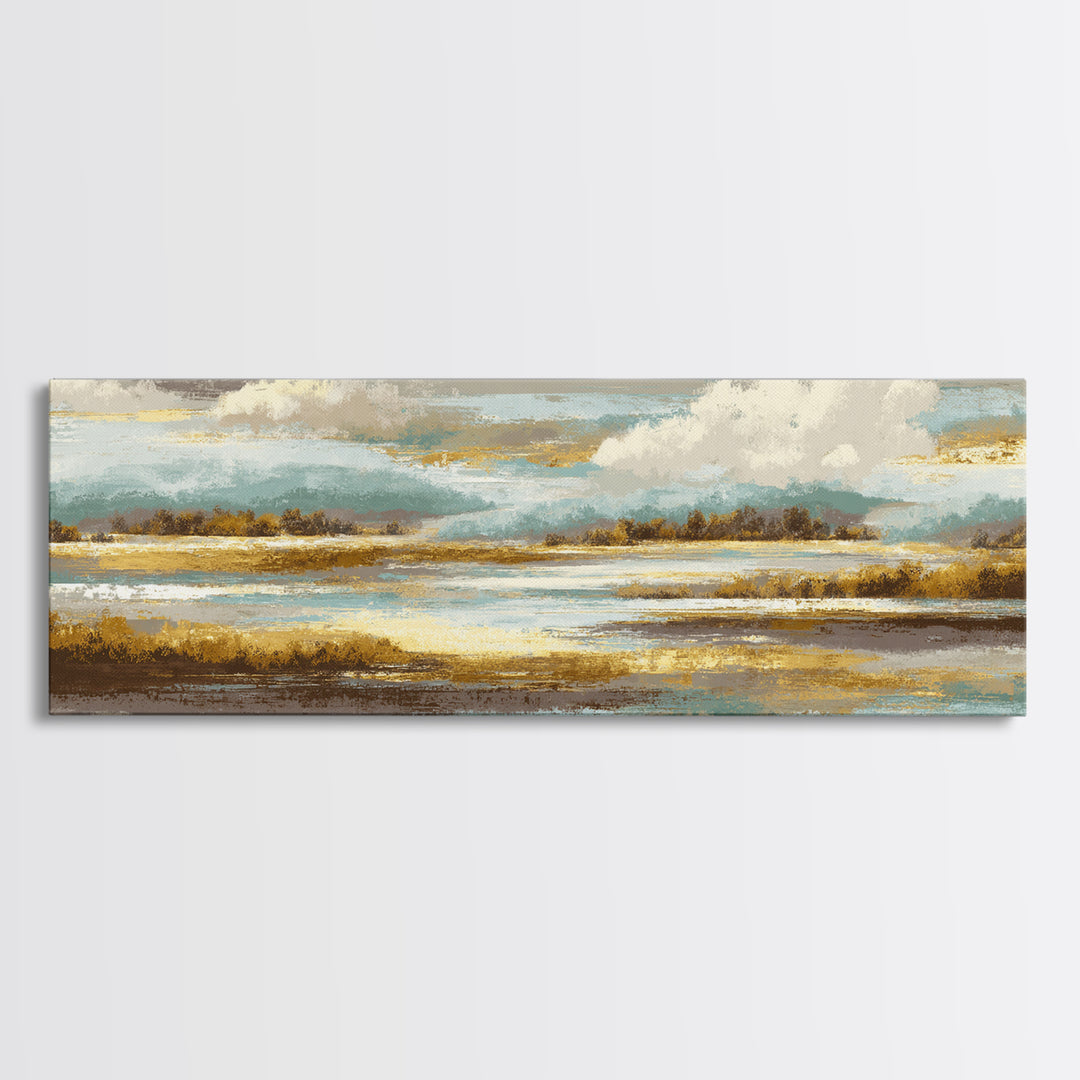 Soft Alpine Horizon Canvas Print, Above Bed Art, Minimalist Decor, Bedroom Decor, Fine Art, Serenity, Textured Wall Art, ABA-3x1-88