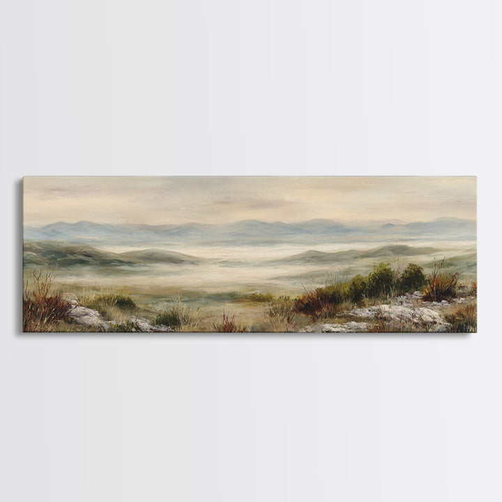 Soft Romantic Landscape Framed Canvas Print, Above Bed Art, Canvas Wall Art, Bedroom Decor, Fine Art, Serenity, Boho Wall Decor, ABA-3x1-9