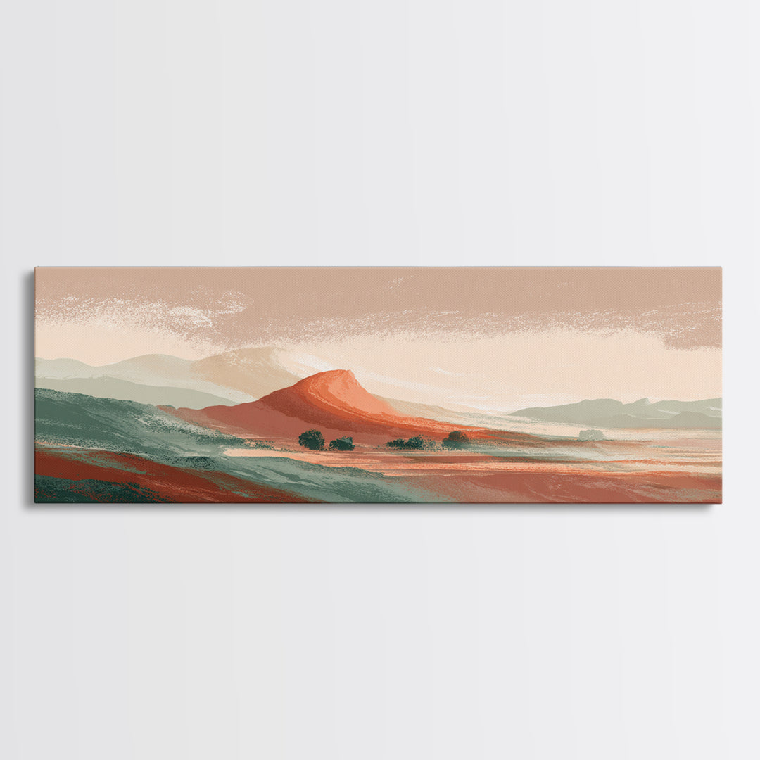 Dreamy Desert Sunset Canvas Print, Above Bed Art, Textured Painting, Bedroom Decor, Fine Art, Serenity, Original Art, ABA-3x1-95