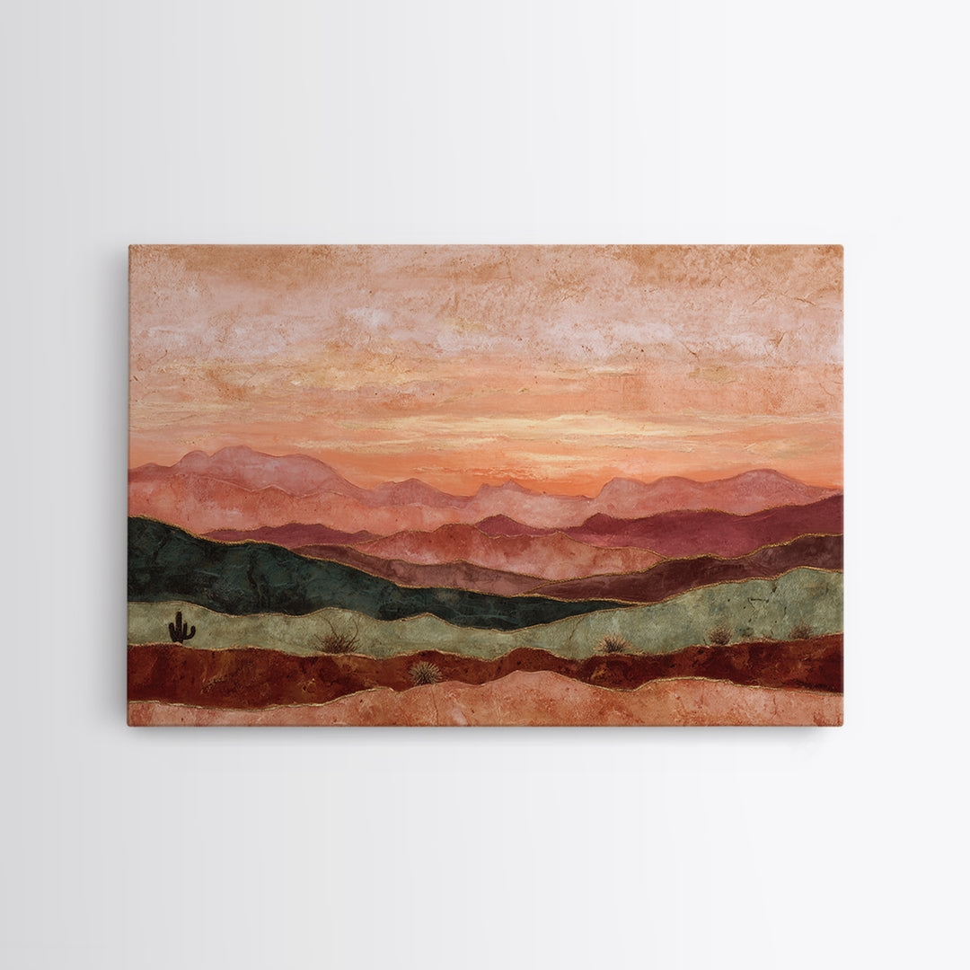 Dreamy Desert Sunset Canvas Print, Above Bed Art, Sage Green Wall Art, Bedroom Decor, Fine Art, Serenity, Modern Decor, ABA-3x2-11