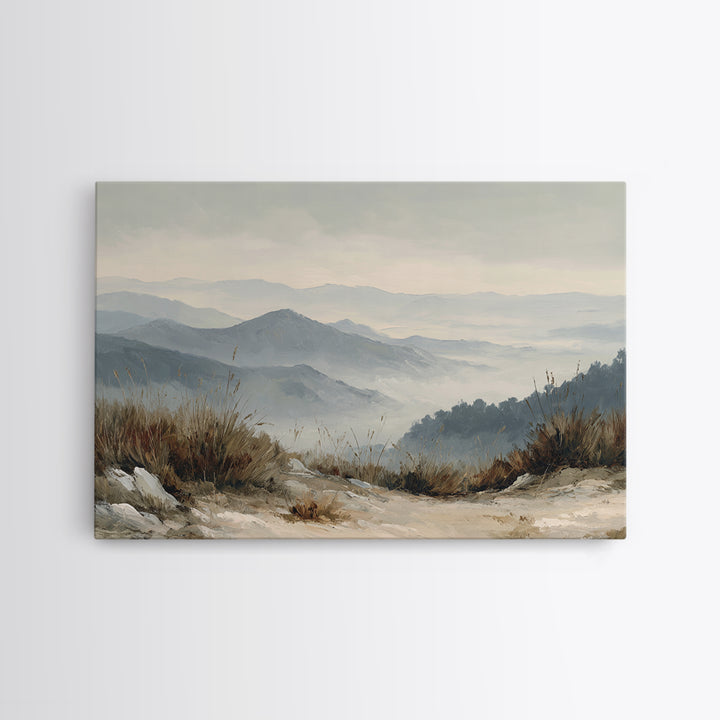 Panoramic Misty Mountain Landscape Canvas Print, Above Bed Art, Living Room Wall Art, Bedroom Decor, Fine Art, Serenity, ABA-3x2-29