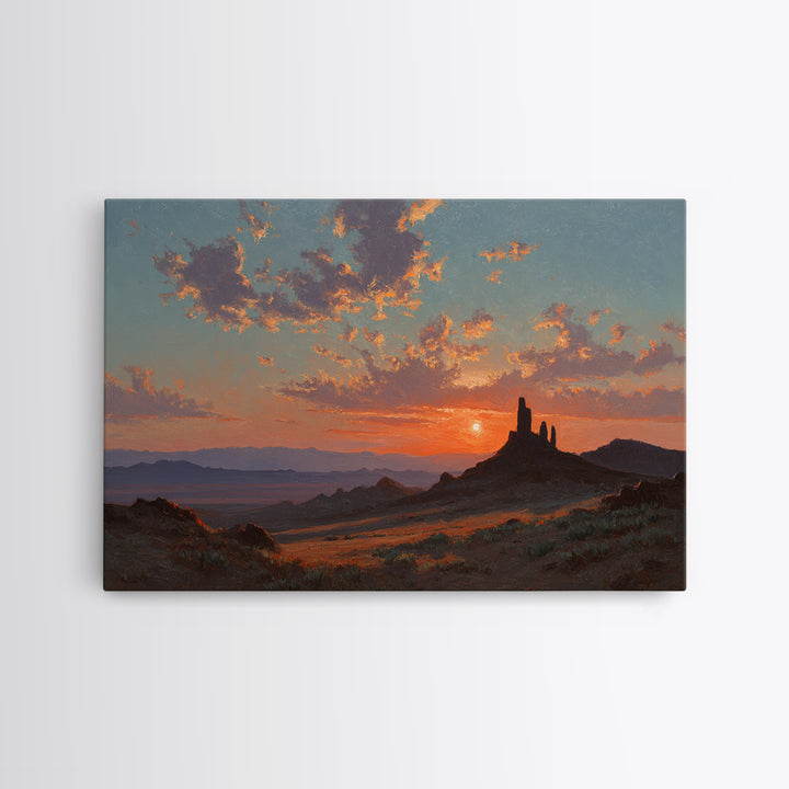 Dreamy Desert Sunset Framed Canvas Print, Above Bed Art, Bedroom Wall Art, Bedroom Decor, Fine Art, Serenity, Textured Painting, ABA-3x2-35