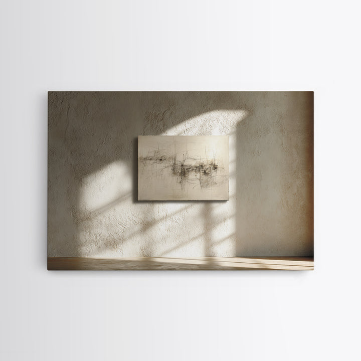 Minimal Two Figure Line Drawing Framed Canvas Print, Above Bed Art, Horizontal Wall Art, Bedroom Decor, Fine Art, Serenity, ABA-3x2-36
