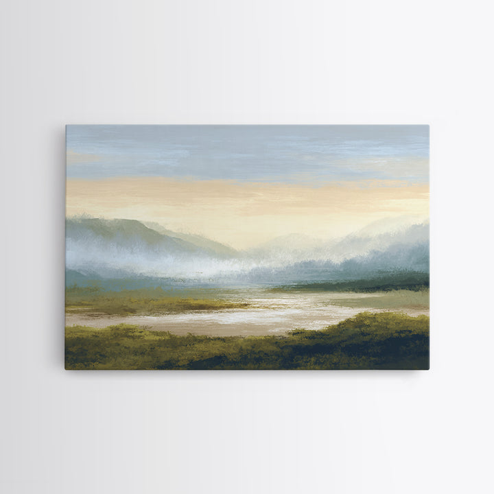 Soft Alpine Horizon Canvas Print, Above Bed Art, Wall Art Prints, Bedroom Decor, Serenity, Boho Wall Art, Horizontal Wall Art, ABA-3x2-4
