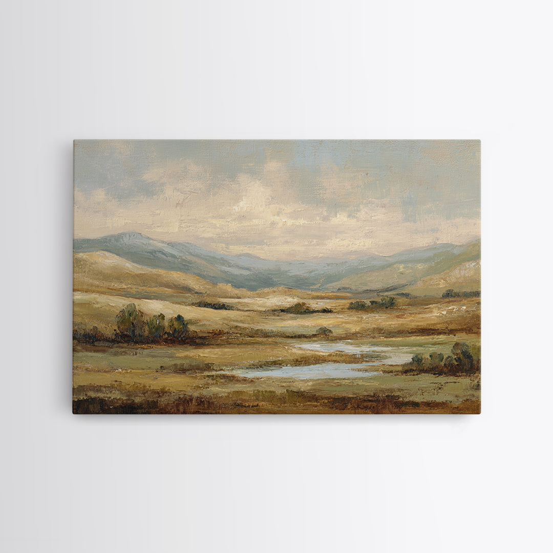 Soft Romantic Landscape Framed Canvas Print, Above Bed Art, Boho Decor, Bedroom Decor, Fine Art, Serenity, Statement Artwork, ABA-3x2-45