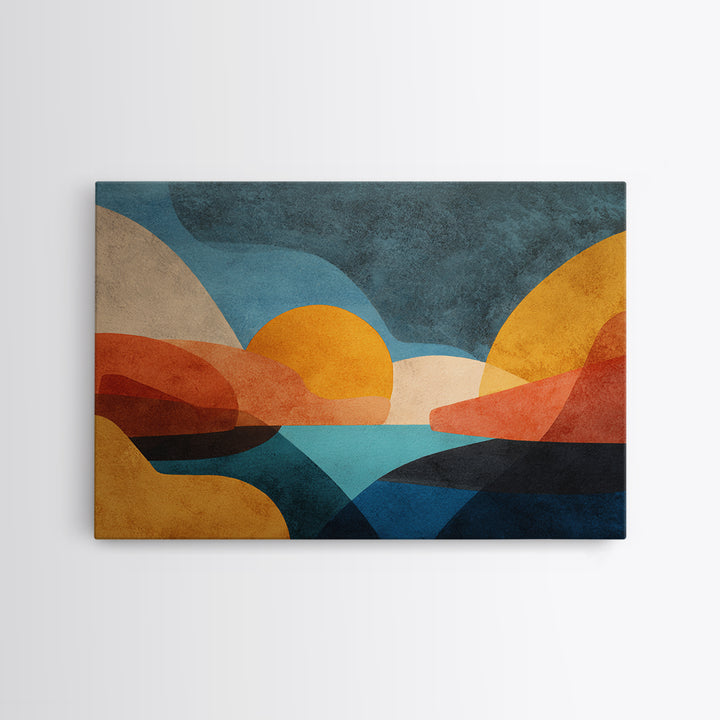 Abstract Sunrise Geometry Canvas Print, Above Bed Art, Sage Green Wall Art, Bedroom Decor, Fine Art, Serenity, Modern Decor, ABA-3x2-48