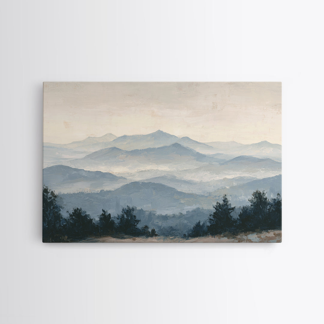 Panoramic Misty Mountain Landscape Canvas Print, Above Bed Art, Living Room Wall Art, Bedroom Decor, Fine Art, Serenity, ABA-3x2-53
