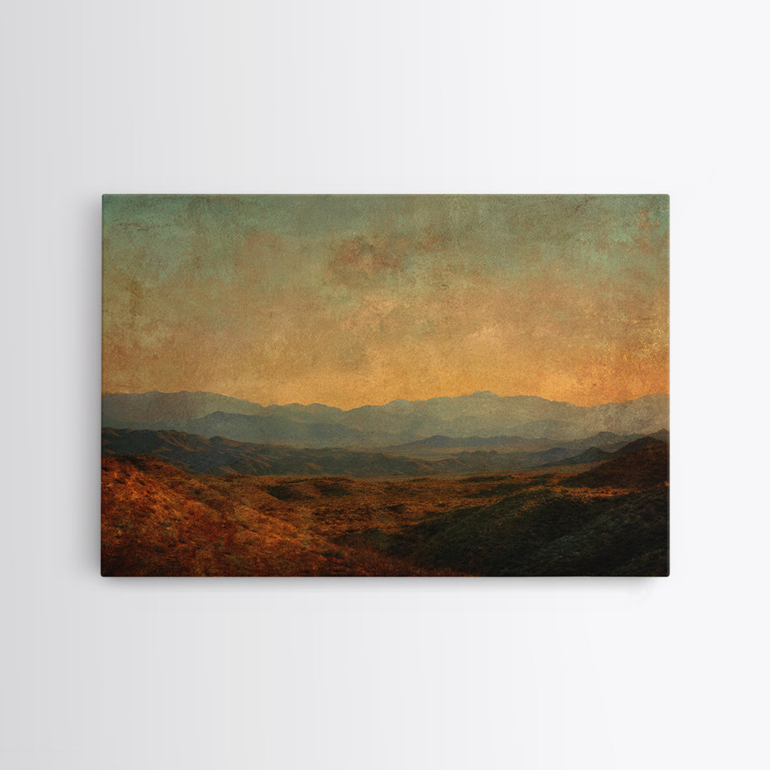 Dreamy Desert Sunset Framed Canvas Print, Above Bed Art, Art Print, Bedroom Decor, Fine Art, Serenity, Dorm Decor, ABA-3x2-59