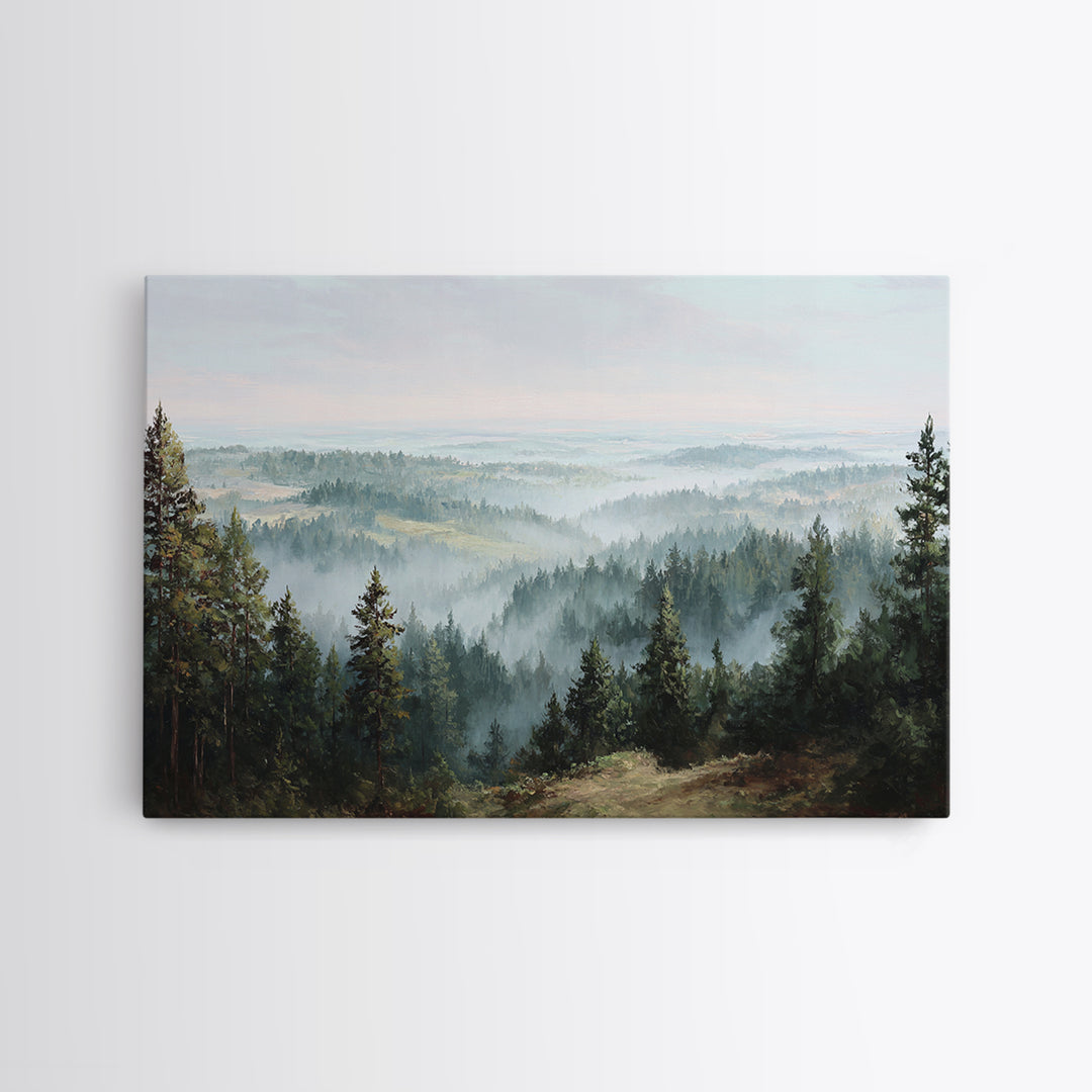 Quiet Forest Ridge Softened by Fog Canvas Print, Above Bed Art, Apartment Decor, Bedroom Decor, Serenity, Photography Prints, ABA-3x2-66