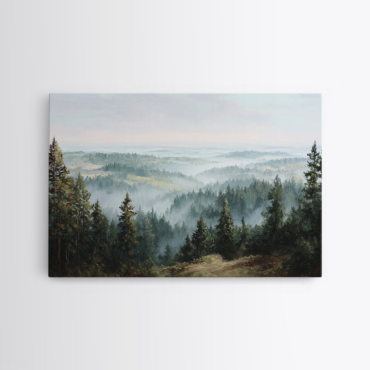 Quiet Forest Ridge Softened by Fog Canvas Print, Above Bed Art, Apartment Decor, Bedroom Decor, Serenity, Photography Prints, ABA-3x2-66