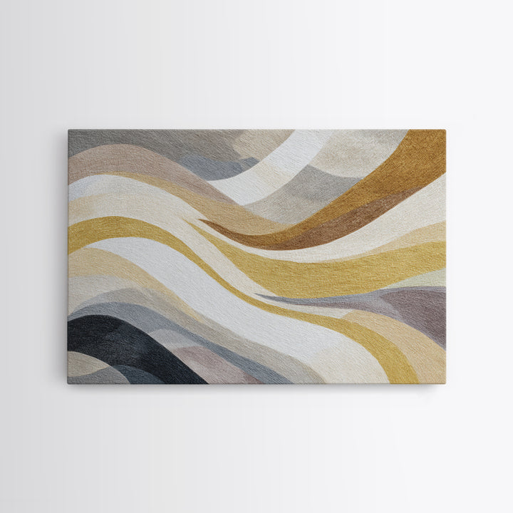 Warm Taupe Abstract Waves Canvas Print, Above Bed Art, Textured Painting, Bedroom Decor, Abstract Art, Serenity, Original Art, ABA-3x2-67