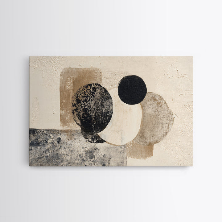 Japandi Ink Shapes Framed Canvas Print, Above Bed Art, Printable Art, Bedroom Decor, Abstract Art, Serenity, Bedroom Wall Art, ABA-3x2-70