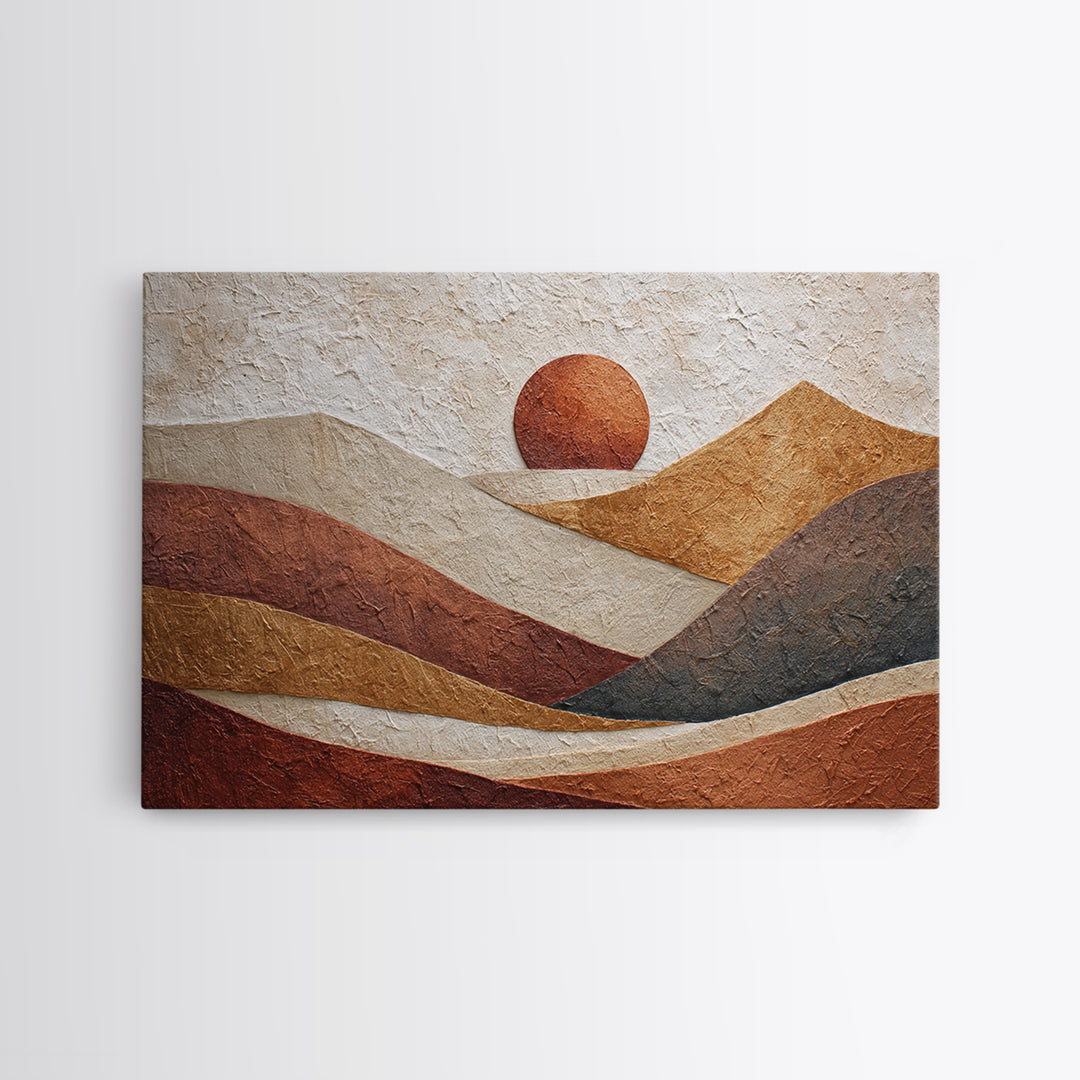 Abstract Sunrise Geometry Canvas Print, Above Bed Art, Neutral Decor, Bedroom Decor, Abstract Art, Serenity, Wall Decor, ABA-3x2-72