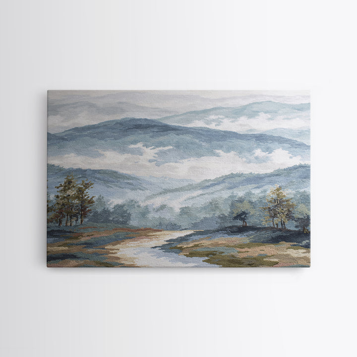Soft Alpine Horizon Canvas Print, Above Bed Art, 3 Piece Wall Art, Bedroom Decor, Fine Art, Serenity, Textured Painting, ABA-3x2-76