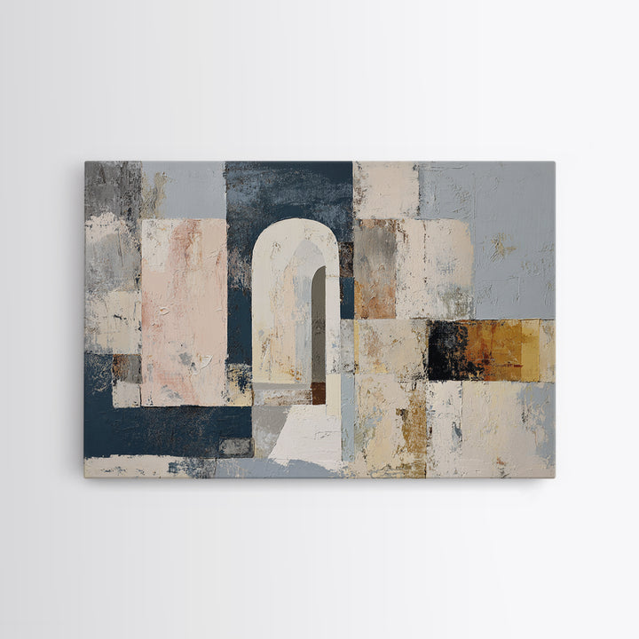 Neutral Abstract Arches Framed Canvas Print, Above Bed Art, Textured Wall Art, Bedroom Decor, Fine Art, Serenity, Western Decor, ABA-3x2-8
