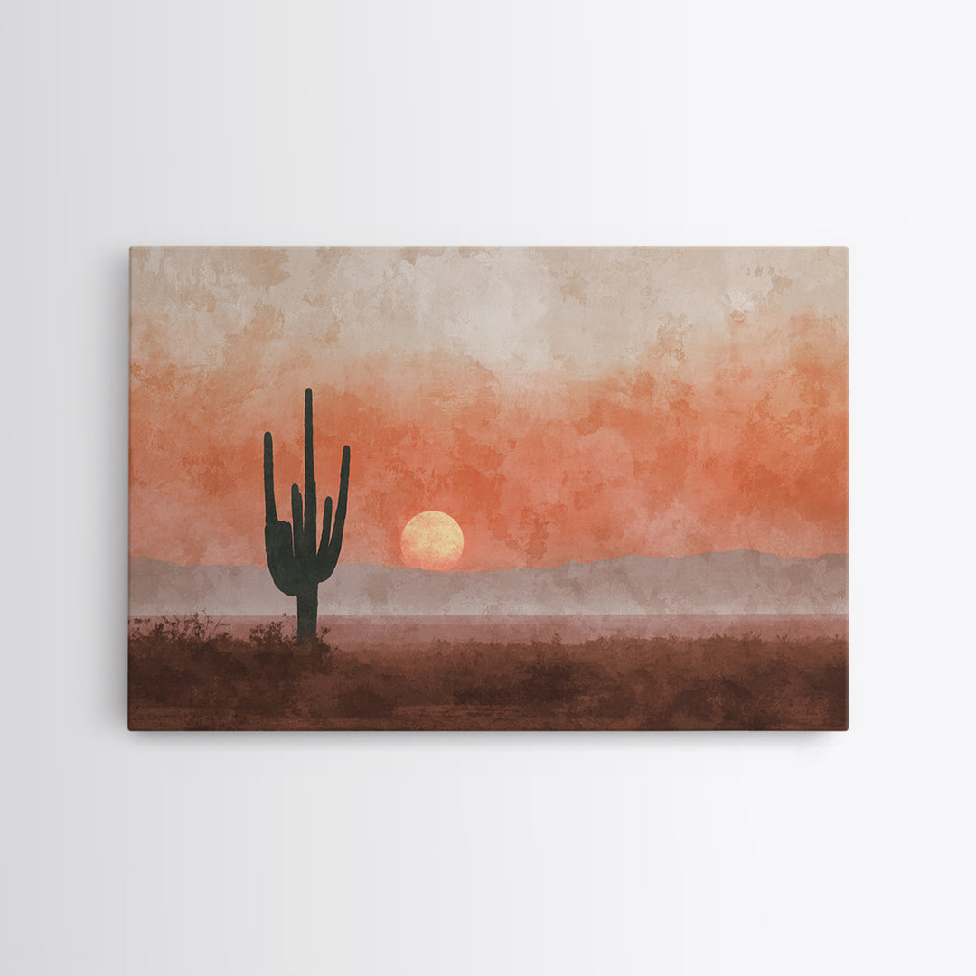 Dreamy Desert Sunset Canvas Print, Above Bed Art, Wall Art, Bedroom Decor, Oil Painting, Serenity, Apartment Decor, ABA-3x2-83