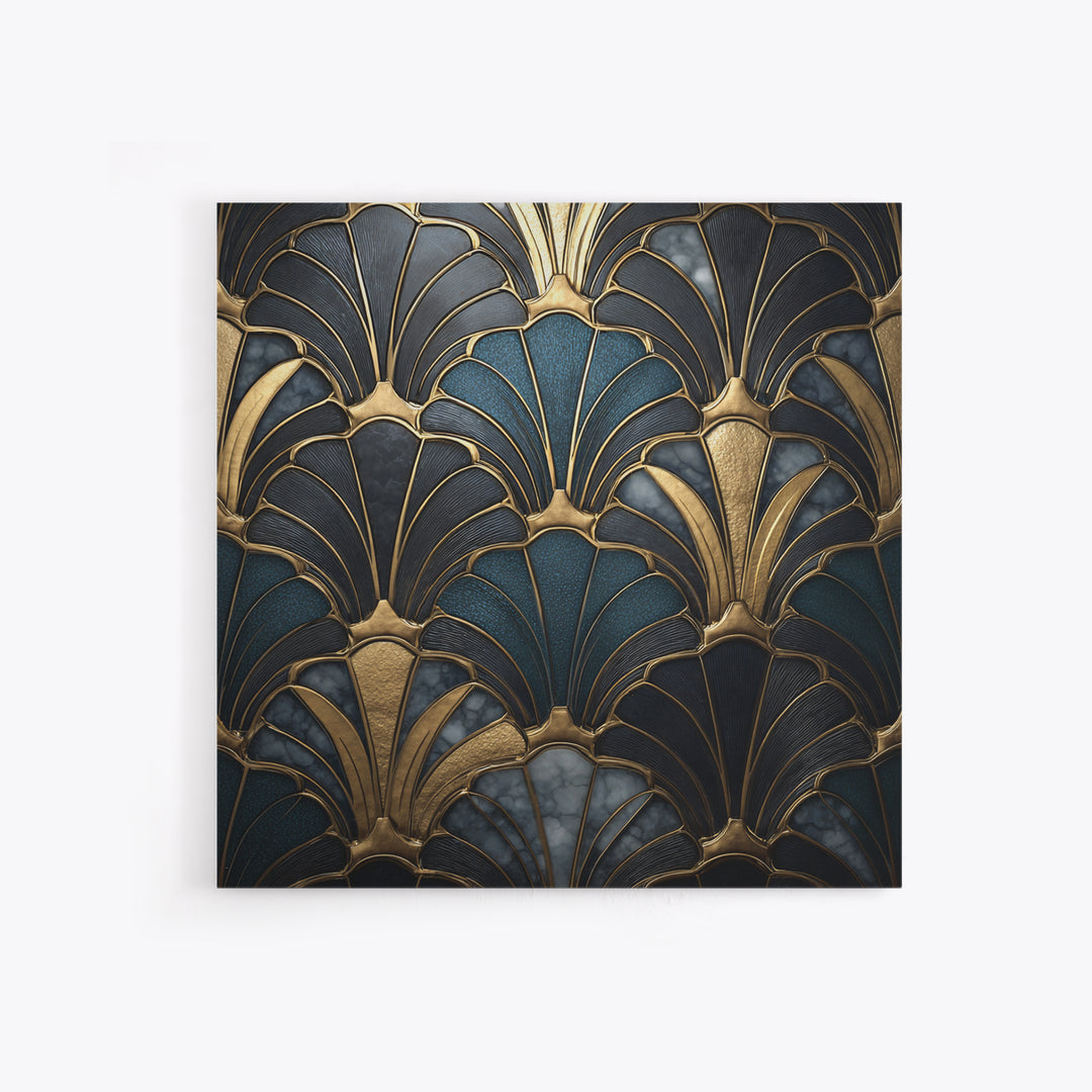 Fan Shaped Shell Motif Canvas Print, Art Deco Art, Decor, Living Room Decor, Abstract Art, Glamour, Apartment Decor, ADA-1x1-20