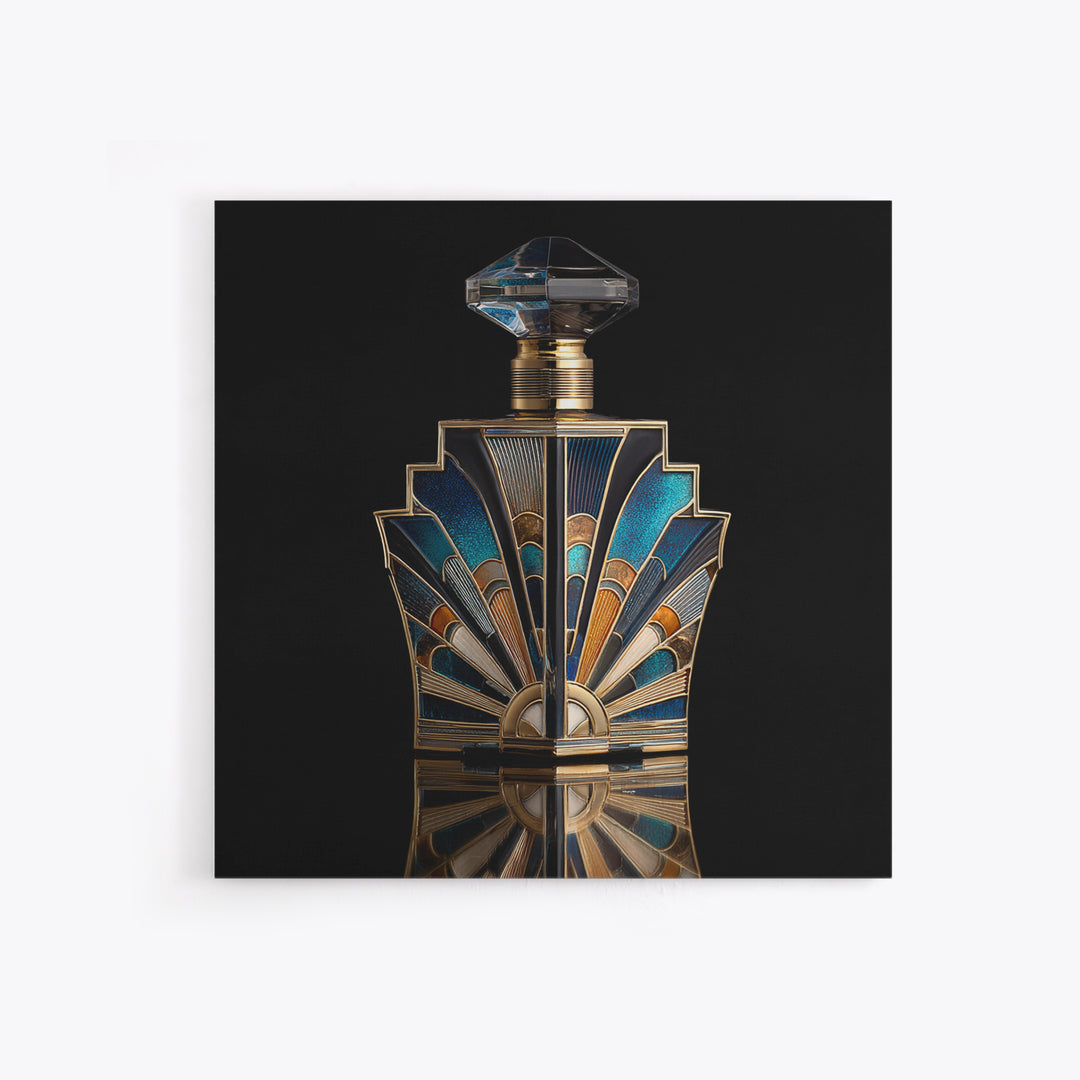 Ornate Perfume Bottle Framed Canvas Print, Art Deco Art, Downloadable Art, Living Room Decor, Fine Art, Glamour, ADA-1x1-34