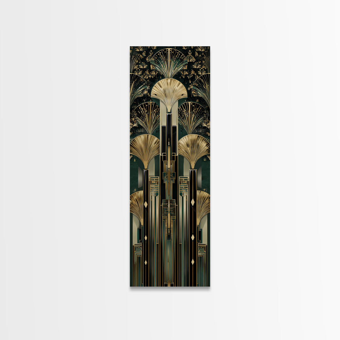 Black and Gold Sunburst Pattern Canvas Print, Art Deco Art, Gallery Decor, Living Room Decor, Fine Art, Glamour, Wall Art, ADA-1x3-14