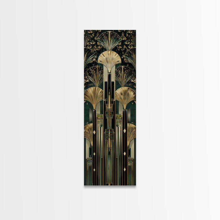 Black and Gold Sunburst Pattern Canvas Print, Art Deco Art, Gallery Decor, Living Room Decor, Fine Art, Glamour, Wall Art, ADA-1x3-14